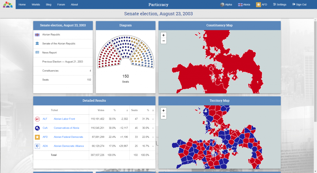 Election page screenshot